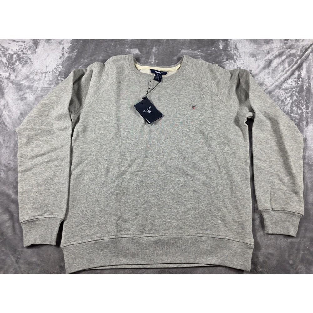 GANT Classic Crew Terry Sweatshirt Womens Size M Heathered‎ Mole Grey Cotton NWT